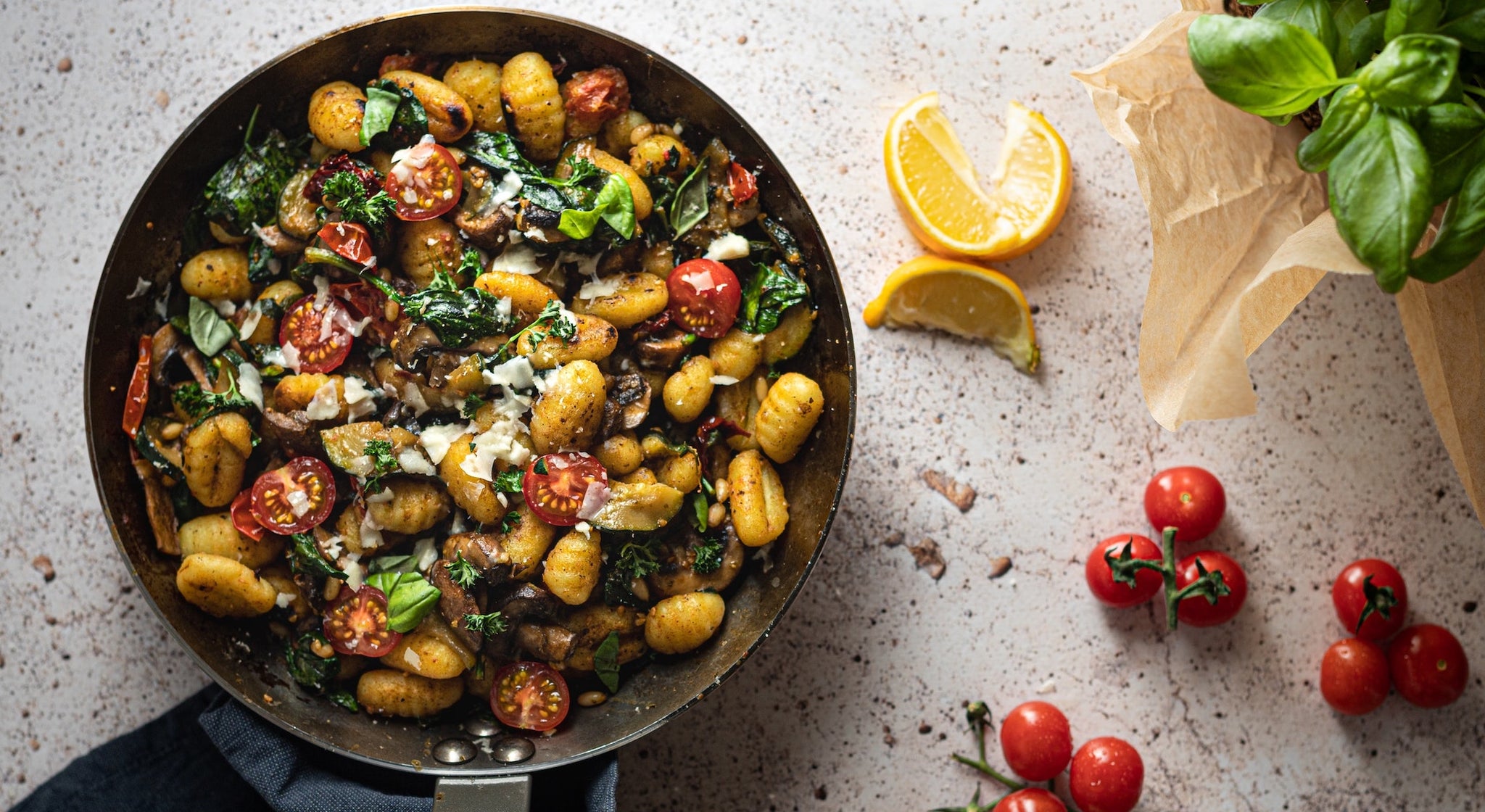 Rezeptidee: Leckere Gnocchi Pilz-Spinat Pfanne